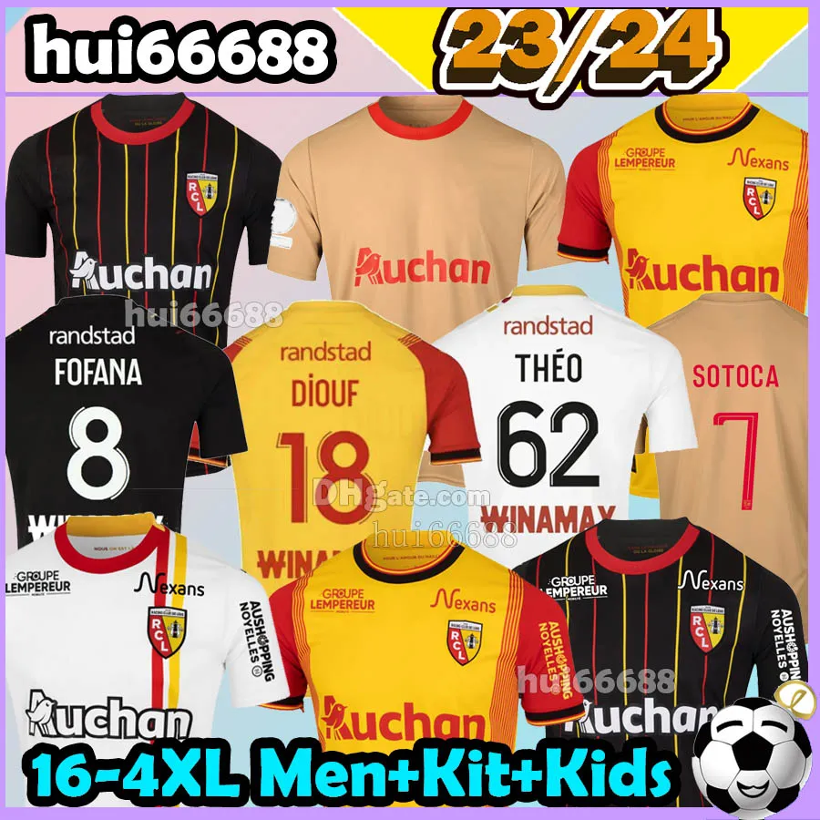 XXXL 4XL RC Lens Soccer Jerseys Ganago Sotoca Doucoure Farinez Poreba Fulgini Openda Guilavogui Farinez Spierings 2023 2024 Men Kids Kit Socks Football Shirts