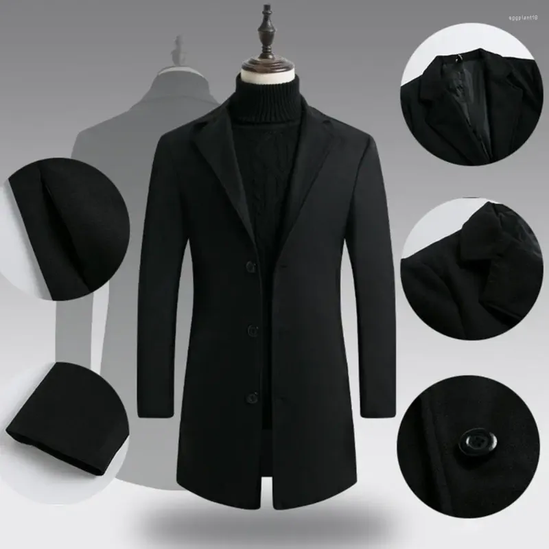 Мужские траншевые пальто зимняя куртка одиночная грудь средней длины слабая лацка