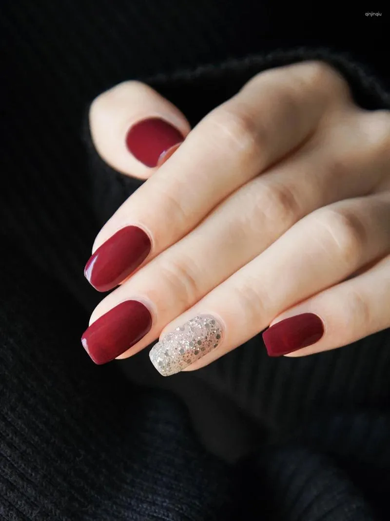 False Nails Nail Sticker Cherry Red Year Water's Waterproof Long Lasting Internet Celebrity 3D Full