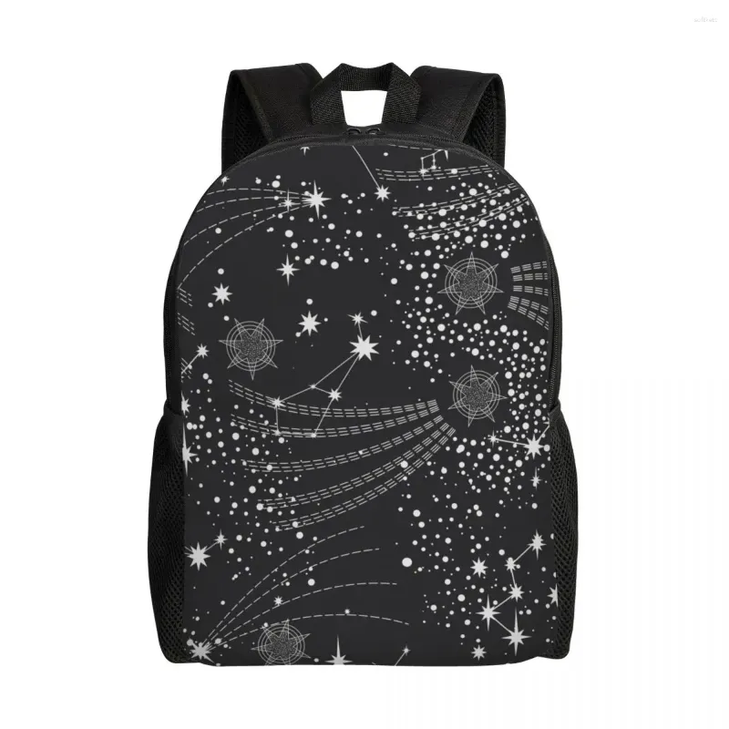 Mochila unisex hombro casual senderismo estrella constelación estelar zodiaco escuela bolsa viaje portátil mochila