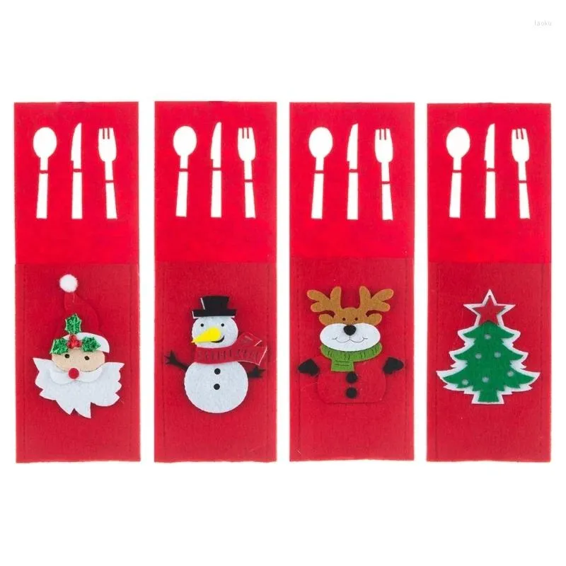 Dekoracje świąteczne 4PC/zestaw zastawy stołowej Tree Tree Tree Santa Snowman Elk Knife nóż sztućca