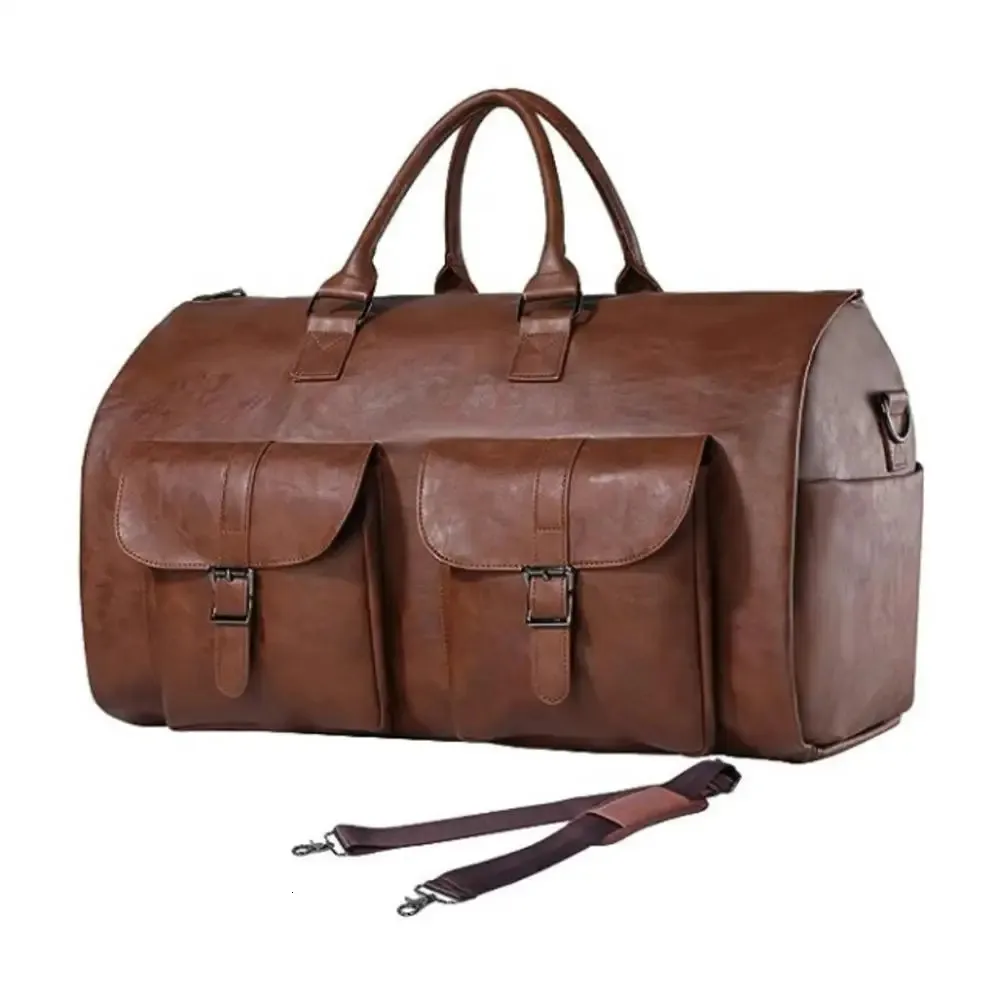 Mens Waterproof 2 In 1 Black Leather Duffel Bag For Travel And Carry On Large PU Weekender Suit Dress Garment Bag C5v2 231019 From Tuo06 36.38 DHgate.Com