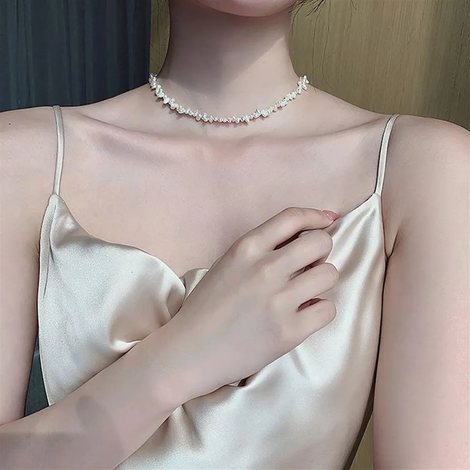 Collier de perles naturelles baroques pour femmes, chaîne de clavicule, tempérament simple, nouveaux bijoux, cadeaux de fête de mariage, versat302Z, 2020