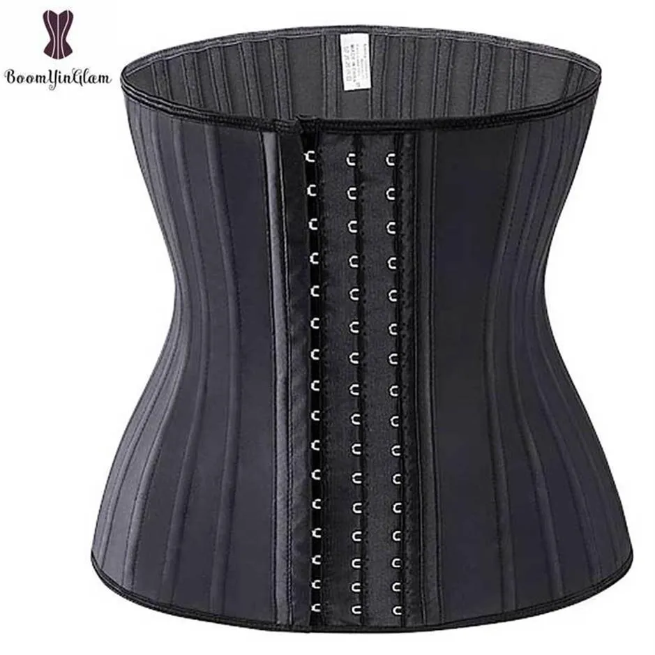 Brillant Latex taille formateur 25 spirale acier désossé noir crème taille minceur Cincher 3 crochets et yeux Corset sous-vêtements Corselet L226P