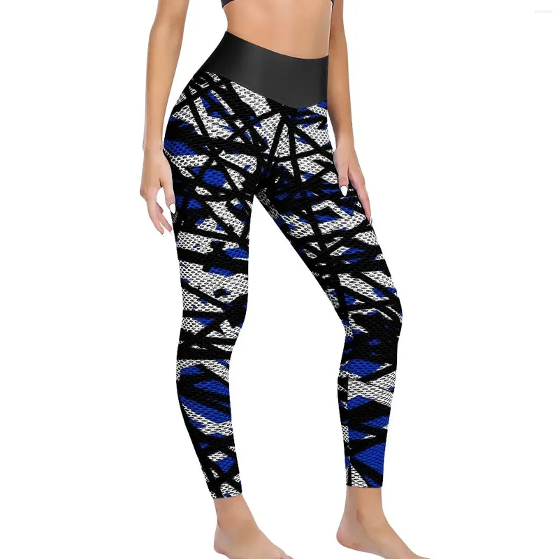 Active Pants Van Halen Leggings Blue Scars High Waist Yoga Elegant Stretchy Women Design Fitness Sports Tights