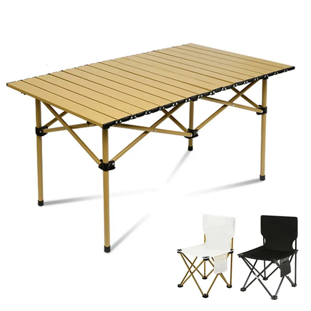 Mobilier de camp Table pliante portative Table de camping Ensemble de chaises pour barbecue en plein air Table de pique-nique Rouleaux de poulet Table d'extérieur Table de jardin 231018