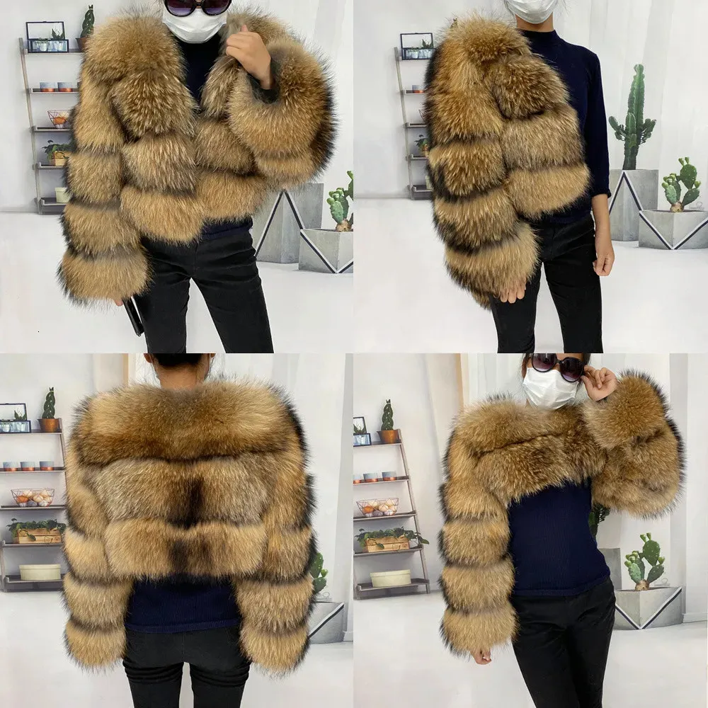 Женское пальто из искусственного натурального меха, зимнее настоящее пальто из енота, одежда больших размеров, большие пушистые пальто, стильная куртка размера плюс 231018