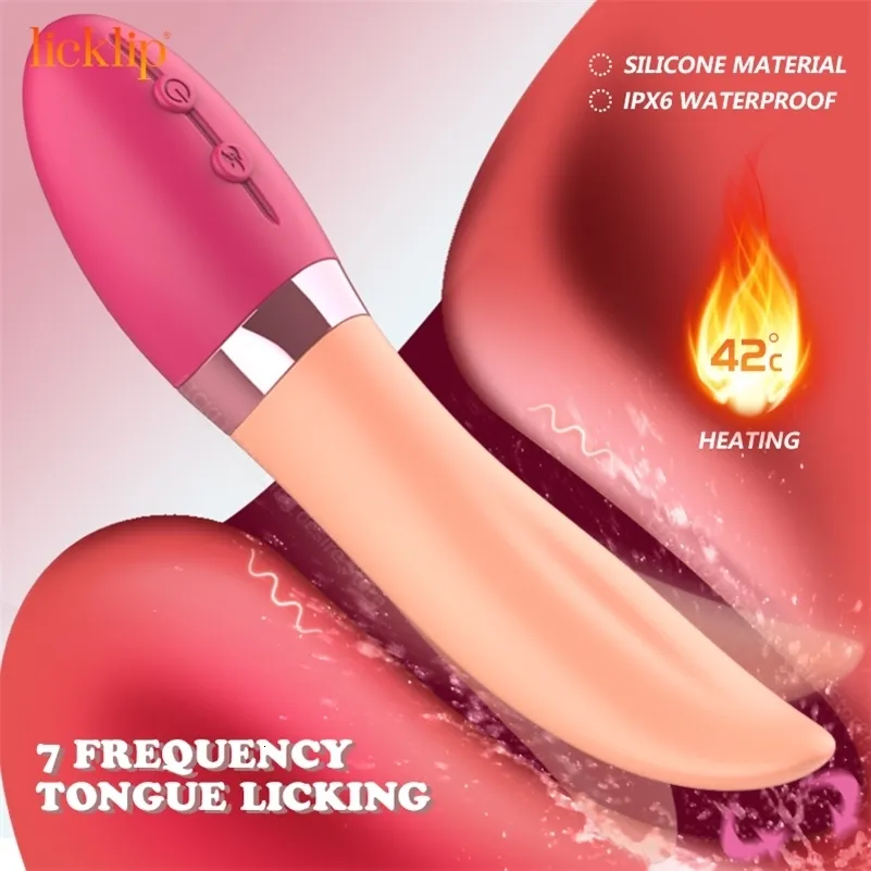 Vibrators LICKLIP 3in1 Realistic Tongue Vibrator Clitoris Nipple Stimulator Swing Heating Soft Dildo Adult Sex Toys For Women 231018