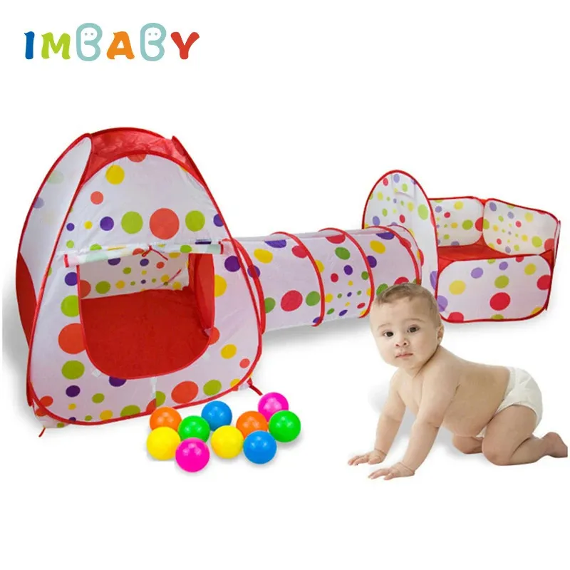 Toy Tents IMBABY 3 In 1 Toy Tents Tunnel for Children Baby Indoor Ocean Balls Dry Pool Toddler Playground Park Foldable Kids Play Playpen 231019