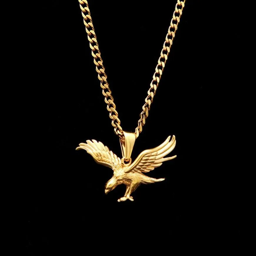 Nya Dapeng Wings Eagle Pendant Halsband Lucky Animal Figure Hip Hop Men smycken charm smycken med Chain281m