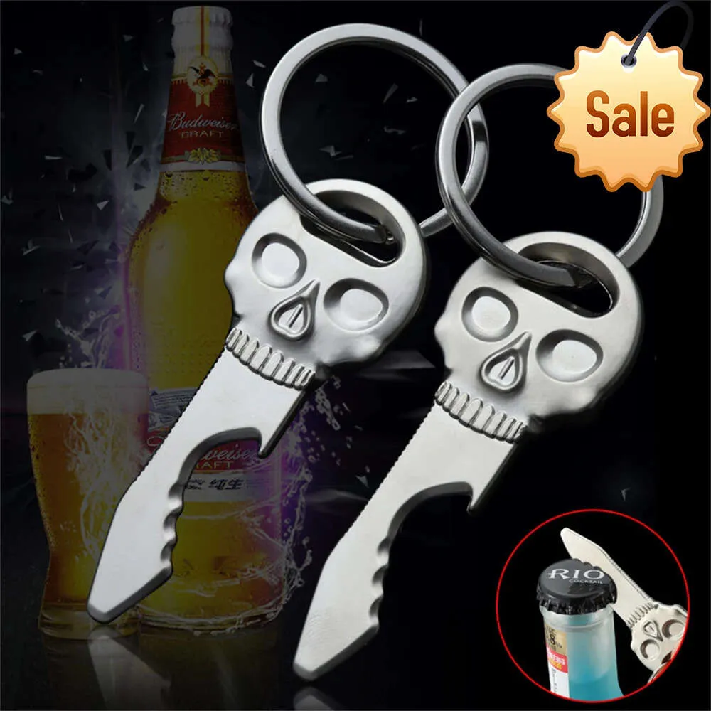 1Pcs Creative Skull Bottle Opener Keychain Portable Kitchen Tool Portable Outdoor Multifunctional Bottle Opener Key Ring