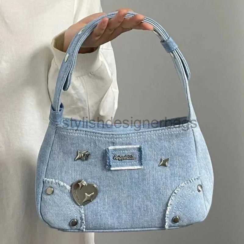 Axelväskor gotiska denim plånbok jeans väska vintage punk handväska handväska axel tygsäckarstylishdesignerbags