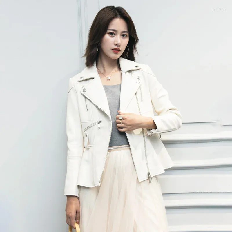 Frauen Leder 2023 Echte Jacke Frauen Koreanische Mode Schaffell Mantel Kurze Damen Jaqueta De
