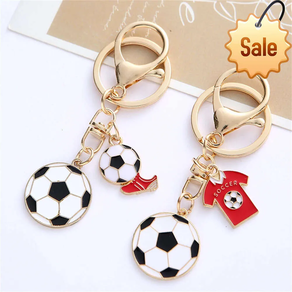 Metal Football Keychain With Jersey Sneaker Pendents Soccer Key Ring Creative Sporting Key Chain Key Accessories Fans Souvenir
