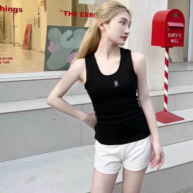 2023 New Women's Knit Vest Designer Embroidery Sleeveless Breathable Knit Pullover Women's Sports Tops High Quality