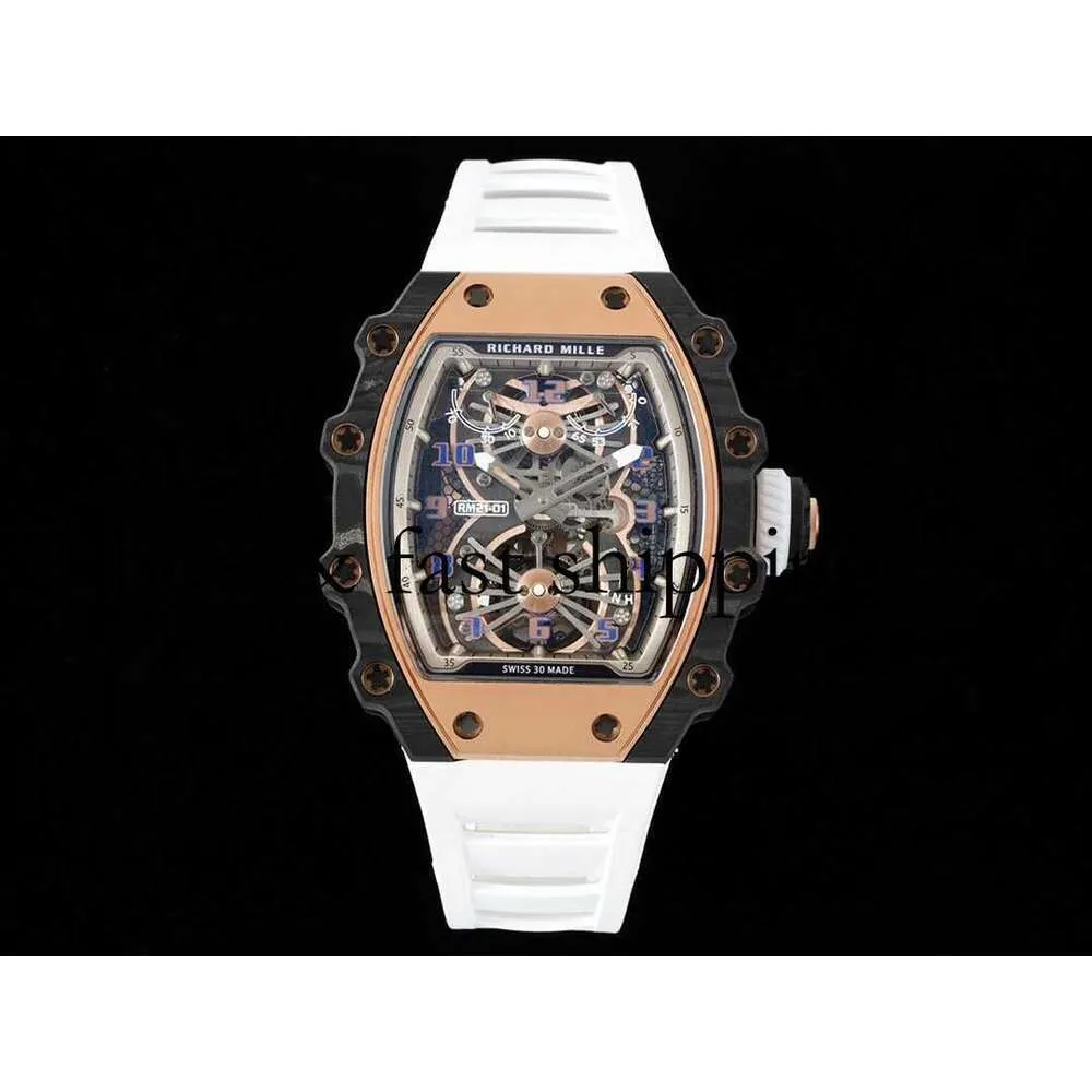 Rm021-01 SUPERCLONE Active Tourbillon Montres Tourbillon Montre-bracelet Montre de créateur Mouvement standard suisse Rm21 Titane Céramique Carbone128Montres de luxe