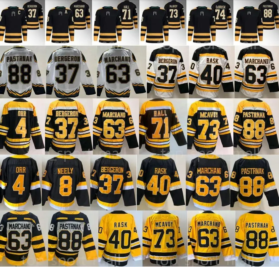 CUSTOM Boston''Bruins''Jerseys Brad Marchand David Pastrnak Charlie McAvoy Tuukka Rask Jake DeBrusk Bobby Orr Hockey Taylor Hall Black White