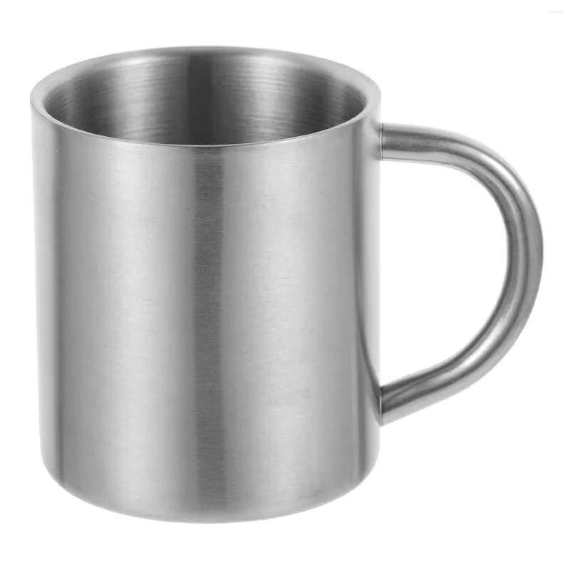 Copos de vinho isolados caneca de café de aço inoxidável acampamento 200ml copo térmico para home office prata