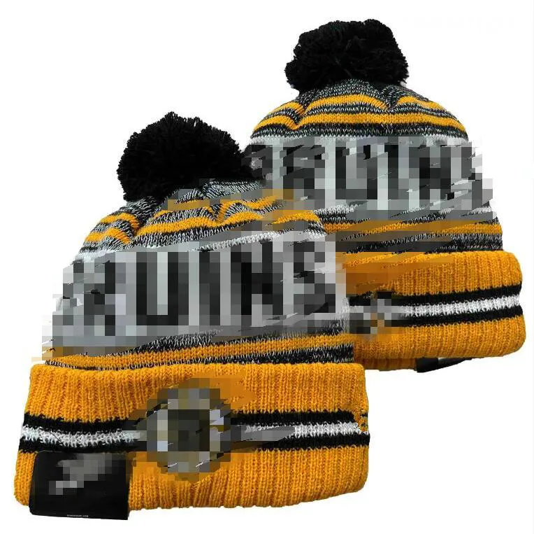 Men's Caps Hockey ball Hats BRUINS Beanie All 32 Teams Knitted Cuffed Pom BOSTON Beanies Striped Sideline Wool Warm USA College Sport Knit hats Cap For Women a0