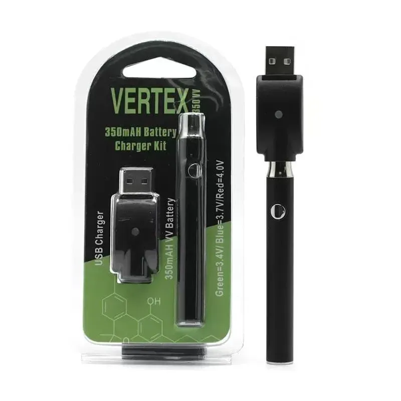 Vertex cb pré-aquecimento bateria 350mah bateria caneta fina pré-aquecimento carregador kit 510 fio botão de bateria tensão ajustável pré-aquecer