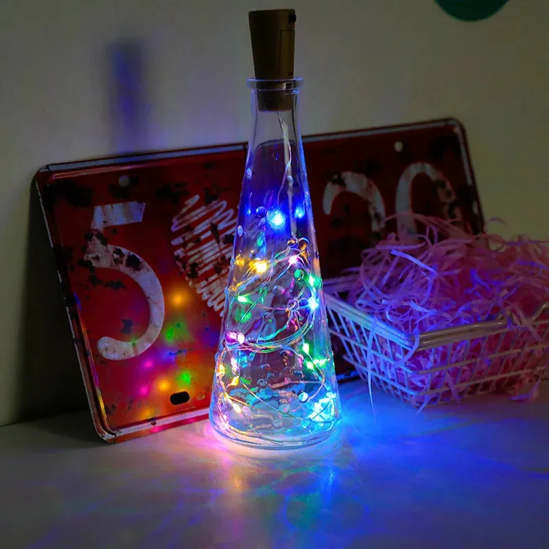 Juldekorationer 30st LED Wine Bottle Stopper Light String Decoration Festive Party Craft Colored 231019