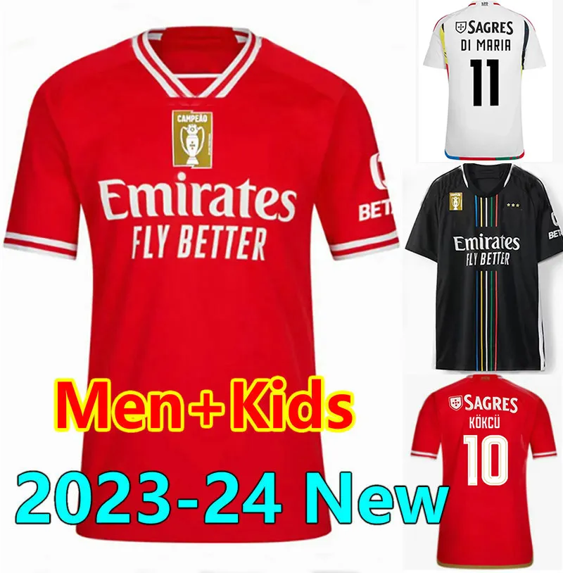 23 24 NERES RAFA Benfica Soccer Jerseys Di Maria A.Cabral Kokcu Camiseta 2023 2024 Camisa de futebol Otamendi Chiquinho Musa AurSnes M.Leonardo Men Kids Maillot de Futol