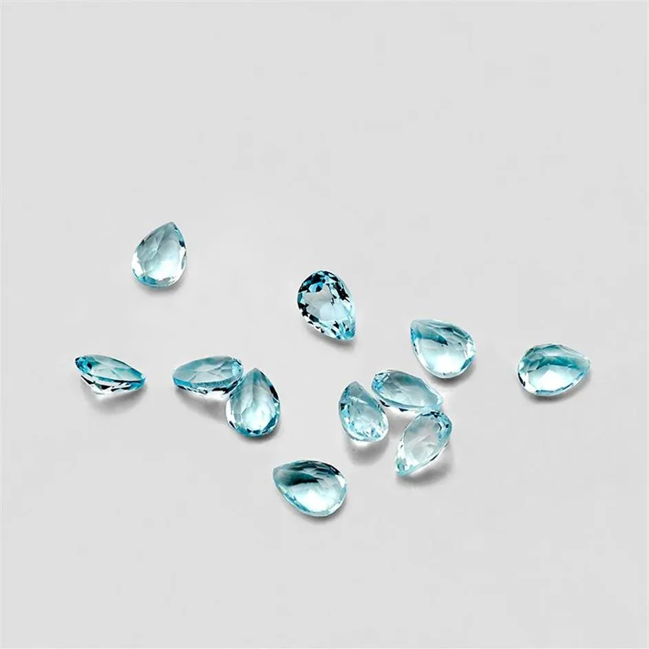 20pcs gruszka 3 5 mm 4 6mm 5 7 mm Wysoka jakość Oko przezroczyste Oko dobre dobre wycięcie 100% Natural Sky Blue Topaz Loose Brefers dla złota SILV201V