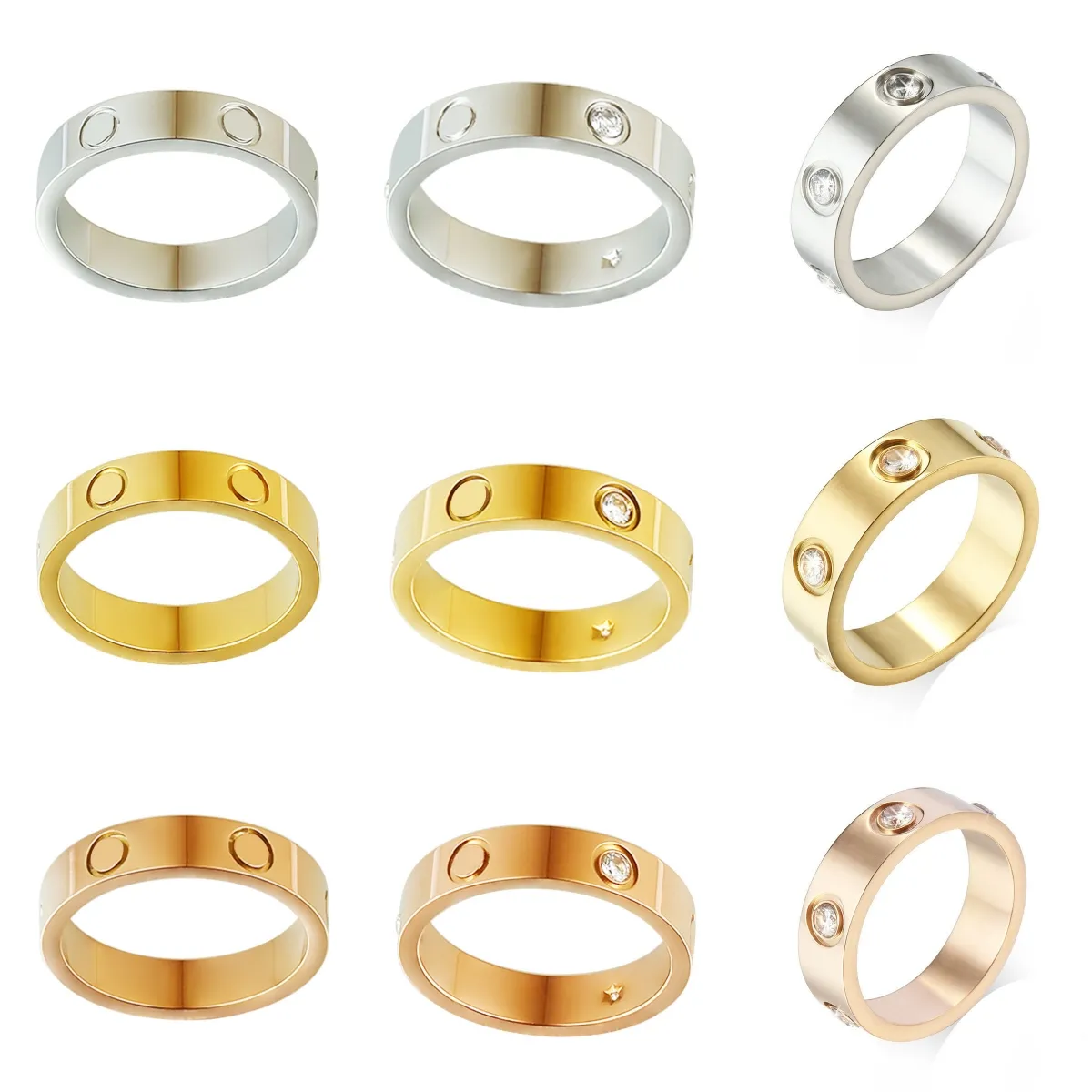 Stamp Love Ring Luxury Jewelry Designer Rings Women Charms Stainless Steel Wedding Supplies 925 Silver 18K Gold Plated Non-Fading Rhinestone