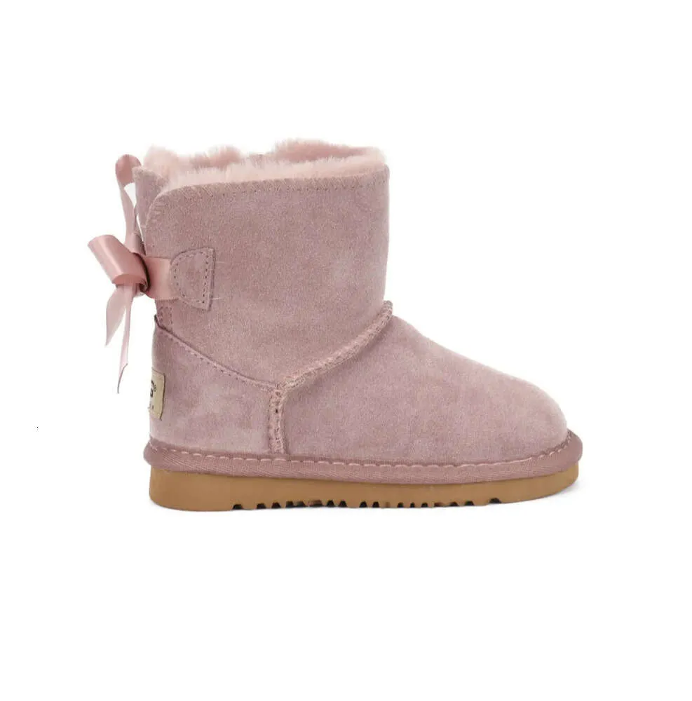 Bottes de neige pour femmes et enfants, chaussures en cuir avec nœud papillon bizarre, chaussures plates à la mode 04