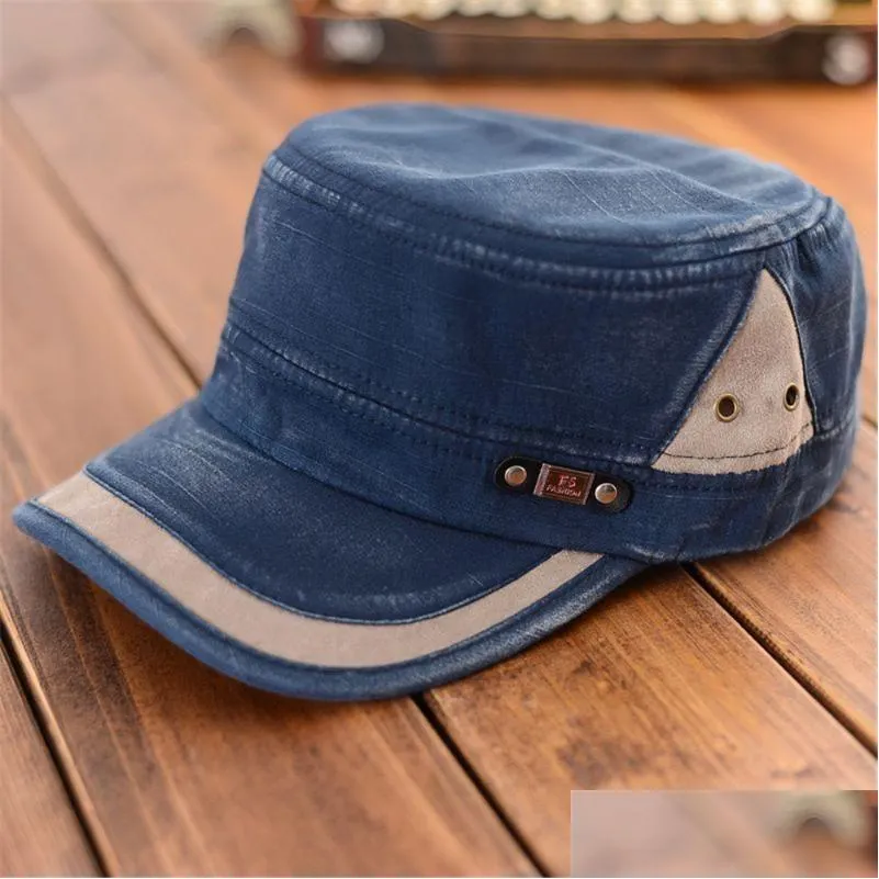 Chapéus de borda larga Bucket Chegada Summe Algodão Poliéster Chapéu Respirável Mens Ajustável Flat Splicing Old Baseball Womens Snapback Dro Dhtyk