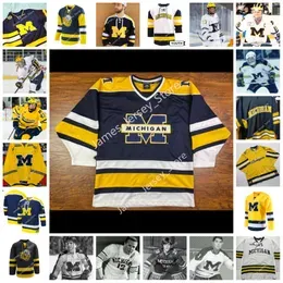 College Wears 2022 NCAA Custom Michigan Wolverines Stitched Hockey Jersey 34 Thomas Bordeleau 31 Noah West 37 Jack Leavy 43 Luke Hughes 51 Garrett Van Wyhe Jake Gingel