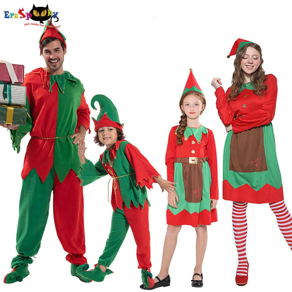 cosplay eraspooky aile claus yetişkin elf kostüm çocuklar için Noel baba süslü elbise Noel karnaval parti kızcosplay