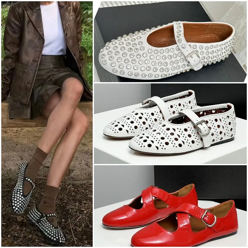Rhinestone Kadın Ayakkabı Lüks Tasarımcı Sıradan Ayakkabı Nefes Üretilebilir Moda Moda Deri Sneaker Slip-On Bale Jane Elbise Partisi