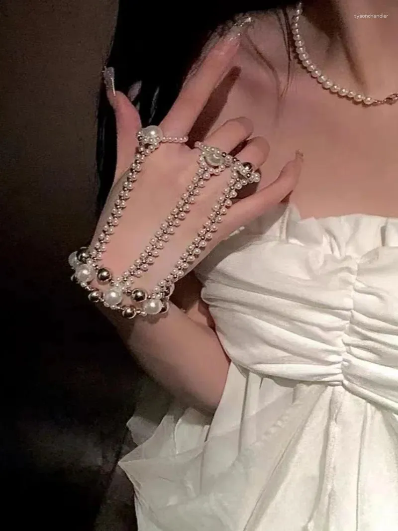 Link Bracelets Baroque Pearl One-Piece Ring Bracelet