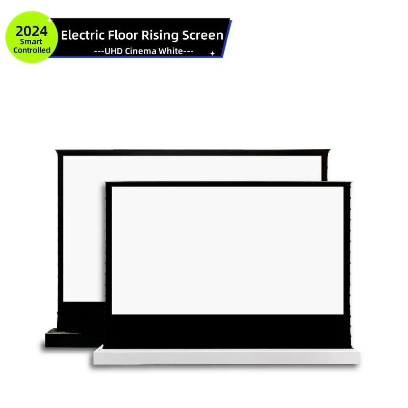 Premium intrekbaar gemotoriseerd pop-up/opgaand/oprolbaar/oprolbaar projectiescherm met bioscoopwit materiaal voor alle typen projectoren