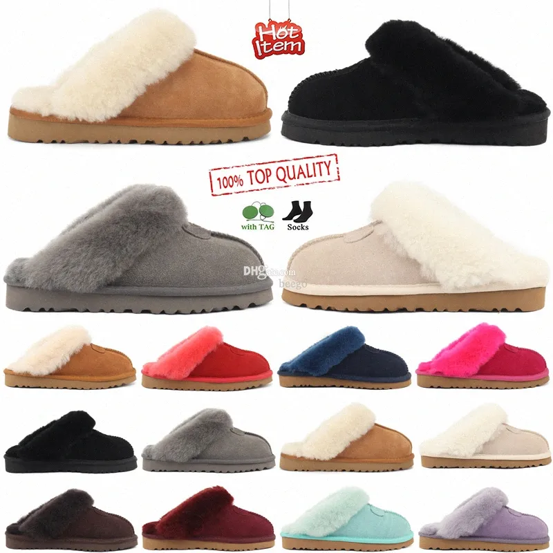 Australië Designer Fluffy Slipper Slippers Ug Coquette Slijtage Wollen Schoenen Schapenvacht Bont Echt Leer Klassiek Merk Casual Dames Buiten 4caM #