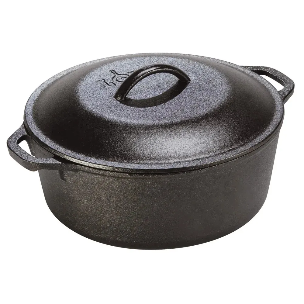 Soup Stock Pots Cast Iron Cookware 5 Quart Seasoned Dutch Oven Kitchen 231019