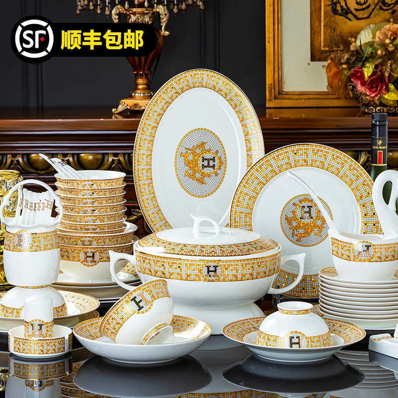 Luxury Bone China Dinnerware Set - Jingdezhen Ceramic Mosaic Design ...