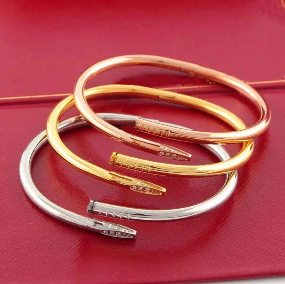 20 Bangle Love Gold Bracelet nail bracelet Designer Bangles for Women Mens Stainless Steel Alloy Armband Pulsera Pulseras Plated Silver Rose Jewelry Diamond