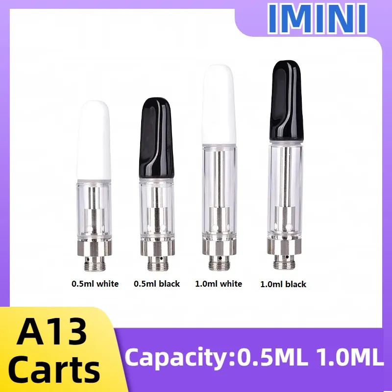 Good Quality A13 Vape Carts Bulb Pyrex Fat Glass Disposable Cartridge 0.5ml 1.0ml Vape Oil Atomizer 10.5mm Diameter 510 Thread Thick Oil Cartridge Ceramic Mouthpiece