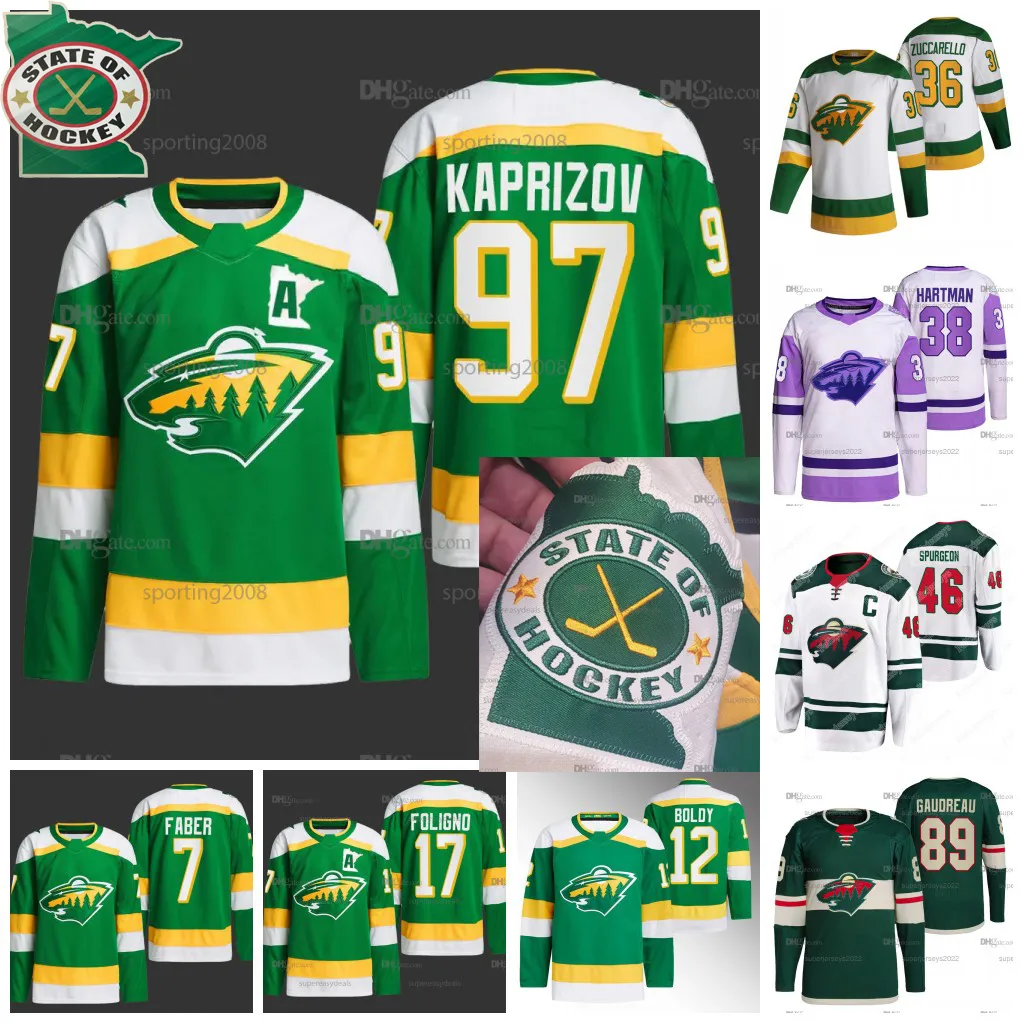 97 Kirill Kaprizov 7 Brock Faber Jersey Marcus Foligno Frederick Gaudreau Mats Zuccarello Ryan Hartman Jared Spurgeon Matt Boldy Filip Gustavsson Calen Addison