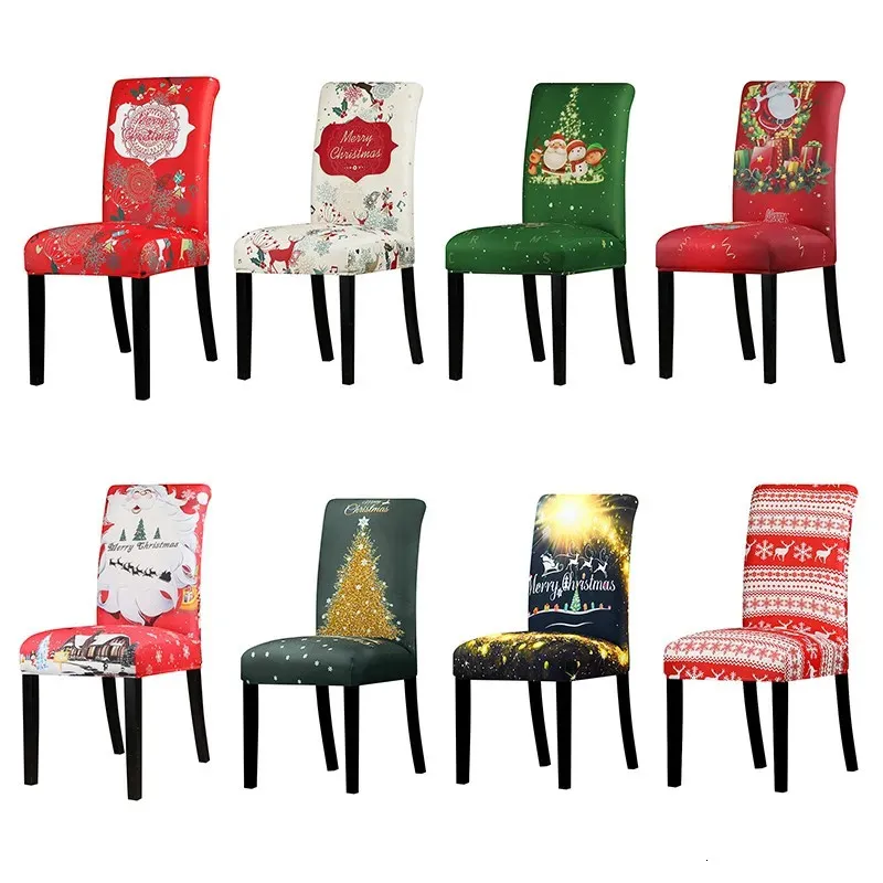 Chair Covers Christmas Cover Stretch Dining Room Washable Living Chairs Seat Slipcvoer For Home el 231019