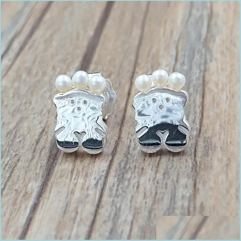 Real Sisy Bear Stud Earrings With Pearl Cufflinks 925 Sterling Silver  Jewelry For European Style Gifts Andy Jewel 812453690 Drop Delivery  Available From Dhgirlsshop, $12.84