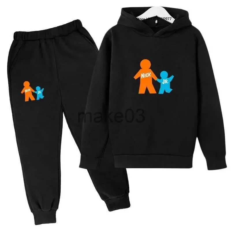 Kläder sätter barn Autumn Spring Nick Jr. Produktionsspårspår pojkar flickor casual 2st hoodie+byxor passar barn kläder kläduppsättningar j231020