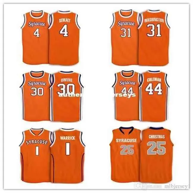 Cheap Custom #4 Rony Seikaly #1 Hakim Warrick #10 Trevor Cooney #25 Rakeem Christmas 1988 Syracuse Orange College Basketball Jersey vest Shi