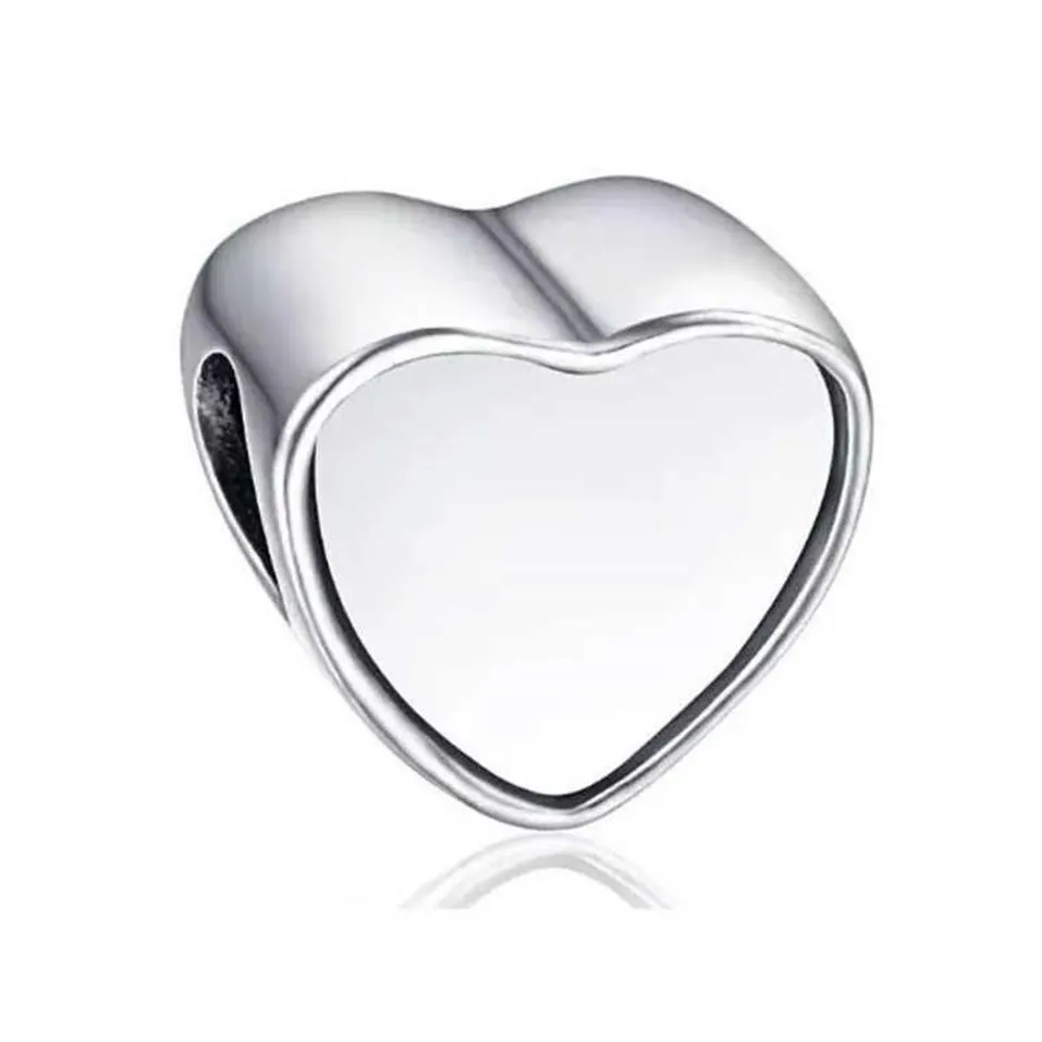 Sublimation coeur blanc charmes po perle charme en métal pour la Saint-Valentin cadeau transfert impression consommables 10 pièces lot 210720233d