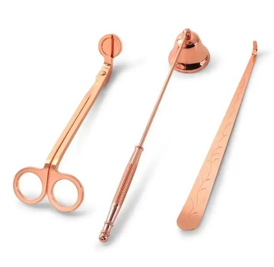 Confezione regalo di accessori per portacandele alla moda Set 3 in 1 Snuffer per campanelle per candele in acciaio inossidabile Trimmer per stoppini 3 pezzi / set