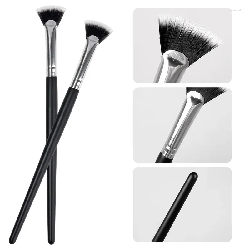 Makeup Brushes 1PCS Fan-shaped Brush Professional Wood Handle Soft Eyelash Mascara Highlighter Multifunction Facial Tools