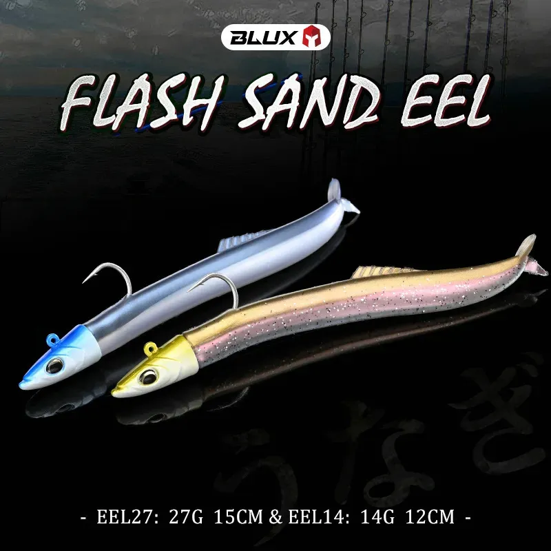 Baits Lures BLUX FLASH SAND EEL 14G27G Soft Fishing Lure Tail Jig Head Hook  Minnow Artificial Bait Saltwater Sea Bass Swimbait Tackle Gear 231020