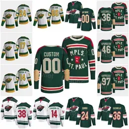 Hot  Hockey Wild 46 Jared Spurgeon Jersey 17 Marcus Foligno 38 Ryan Hartman 14 Joel Eriksson Ek 36 Mats Zuccarello 24 Matt Dumba 97''''Shirt hot